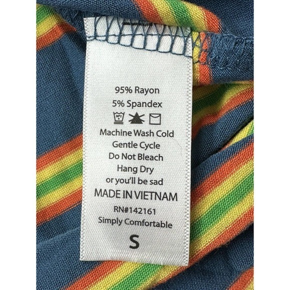 Lularoe Small‎ Irma Tunic Blue with Orange Green and Yellow Stripes Shirt NWT - Picture 7 of 10